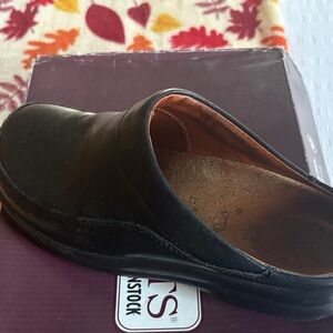 Birkenstock Black Leather Slip-On Clogs